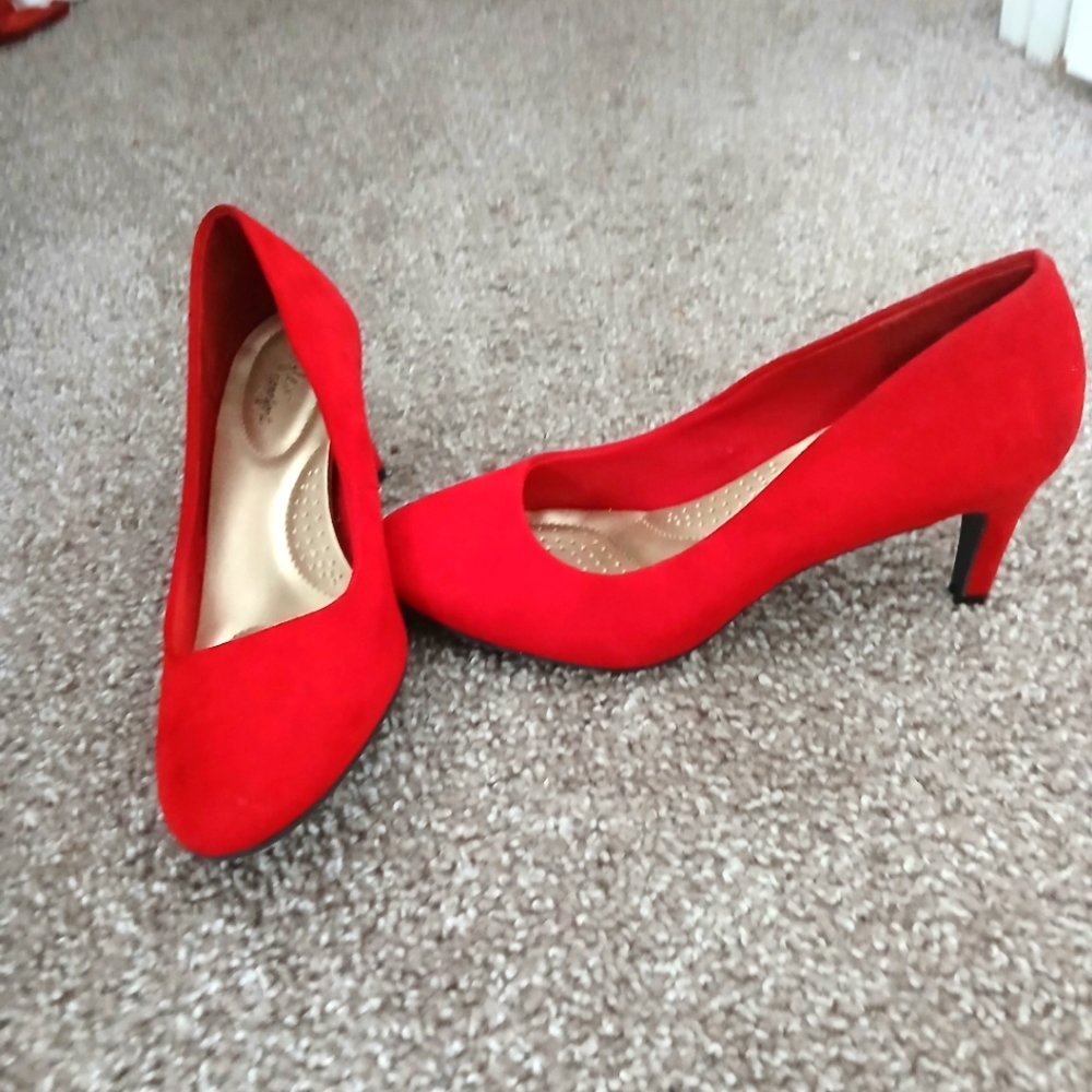 Red Suade heels